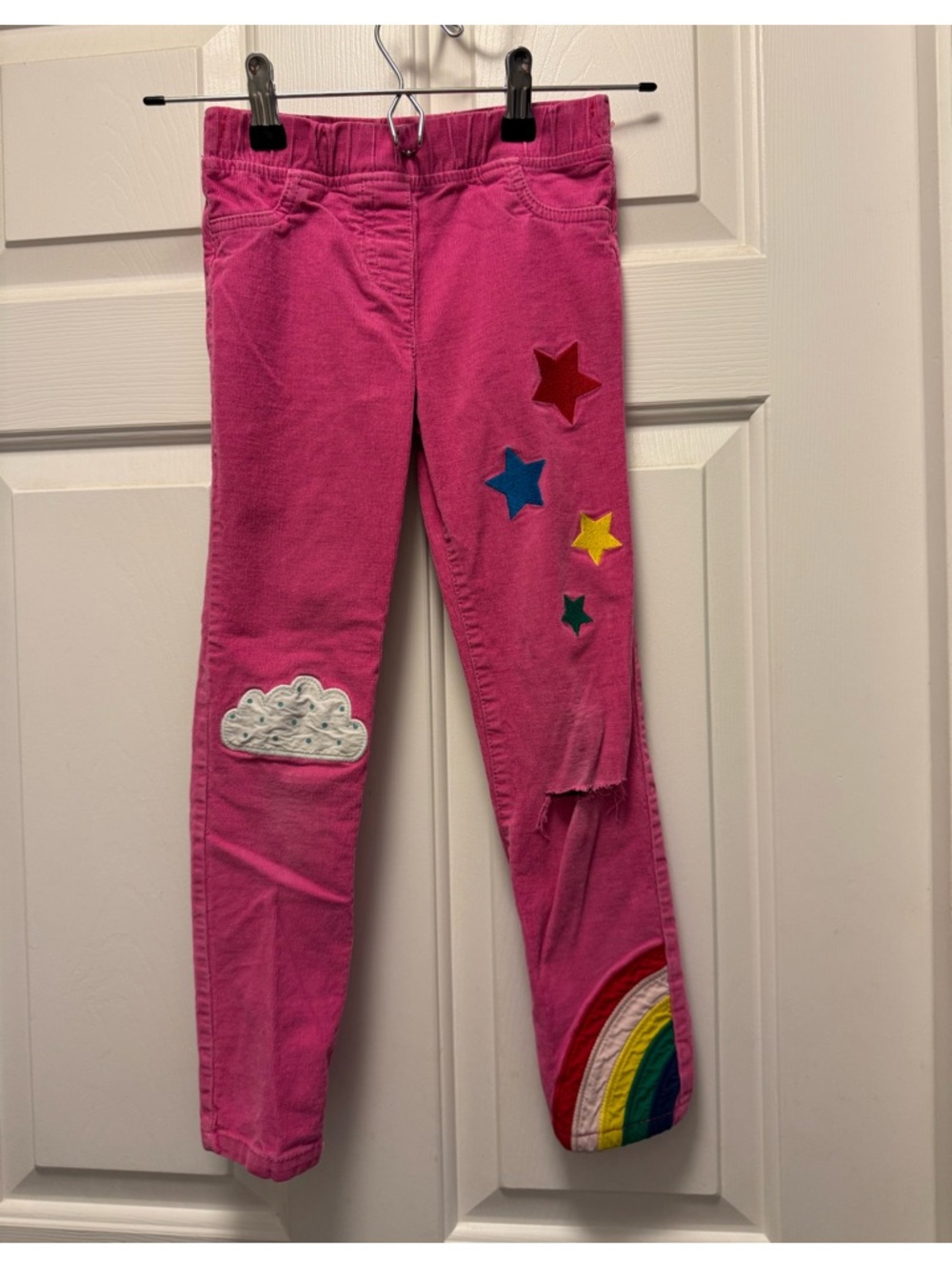 Boden Pink Corduroy Jeans with Rainbow & Star Patches *See call outs*